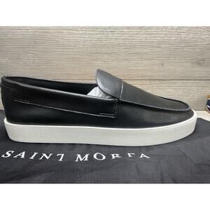 Saint Morta Hemisphere Men's Shoes Sz 8 Black White Leather Slip On Loafers